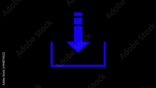Download icon with flat design, blue arrow moving animation, and bouncing up and down download arrow Glowing new download Arrow icon animation. Download arrow animation. Downloading arrow icon