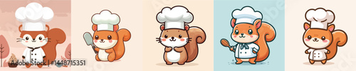 cute squirrel vector cosplay chef