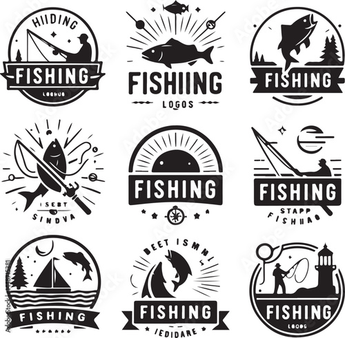  Vector Fishing logos badges