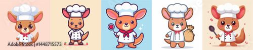 cute kangaroo vector cosplay chef