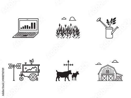 Farm Management Software line art icon for planning tools