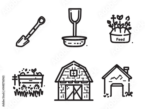 Farm Management Software line art icon simplifies crop tracking