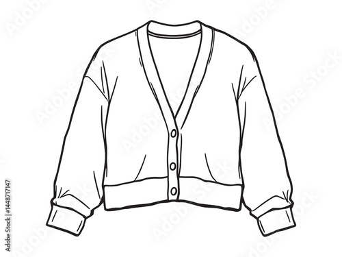 Fashionable Crop Cardigan Sketch with Clean Lines