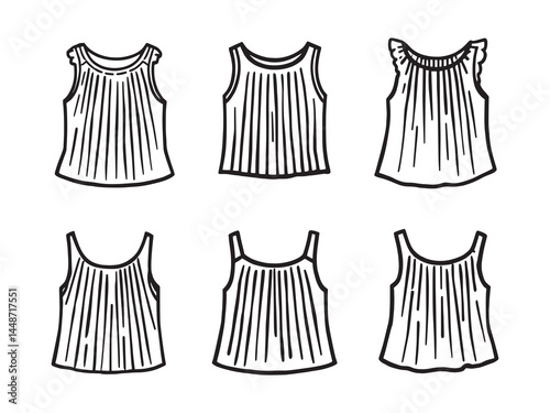 Fashionable Pleated Top Sketch Vector for Designers