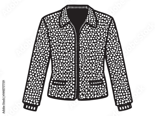 Fashionable Sequin Jacket Outline Drawing for Designers