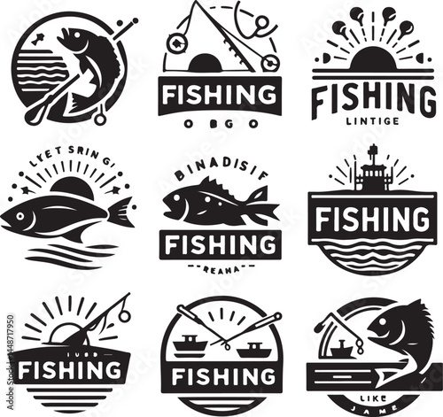  Vector Fishing logos badges