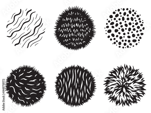 Faux Fur line art icon detailed fur pattern art