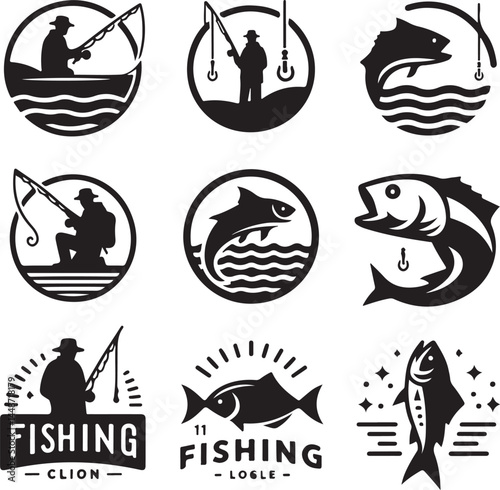  Vector Fishing logos badges