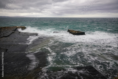 Fototapeta Naklejka Na Ścianę i Meble -  Stormy day in Black Sea coast of Istanbul, Turkiye