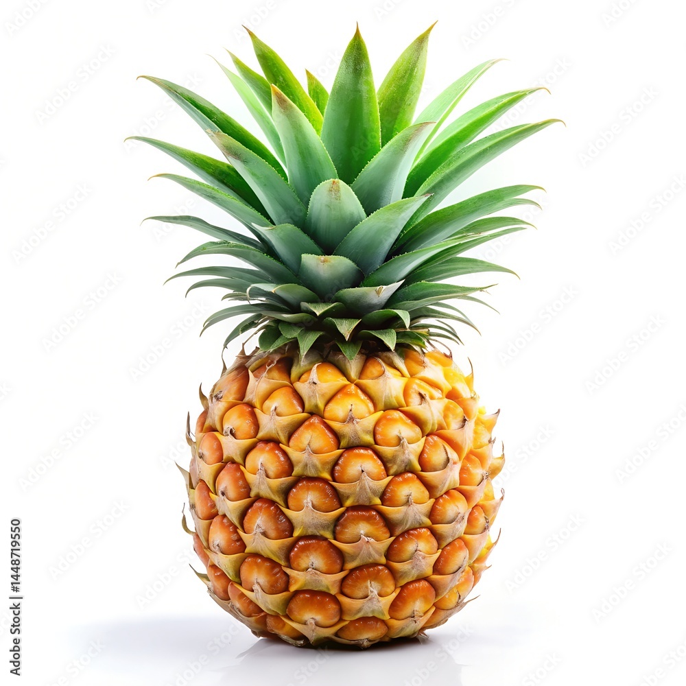 Fototapeta premium A Beautiful Juicy Pineapple Fruit Isolated on White