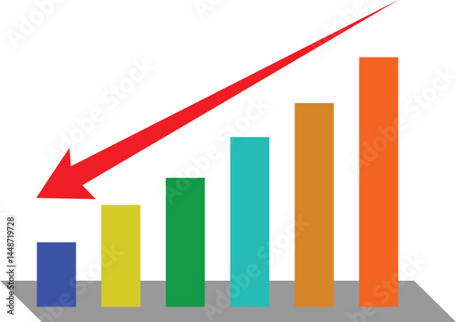 business chart with red down arrow