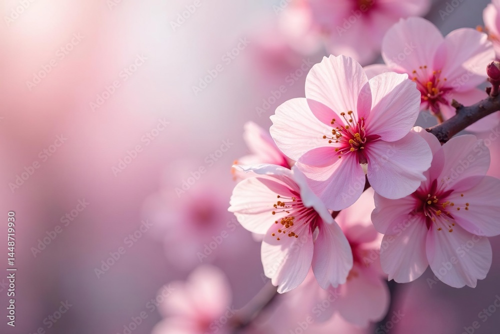 Obraz premium Delicate pink sakura blossoms, full bloom, soft petals , floral design, petals