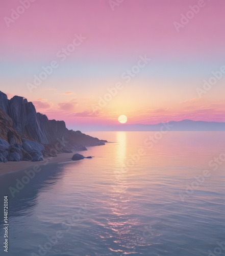 Fuzzy pastel sunset, pink blue yellow gradient,  romance,  delicate,  calm
