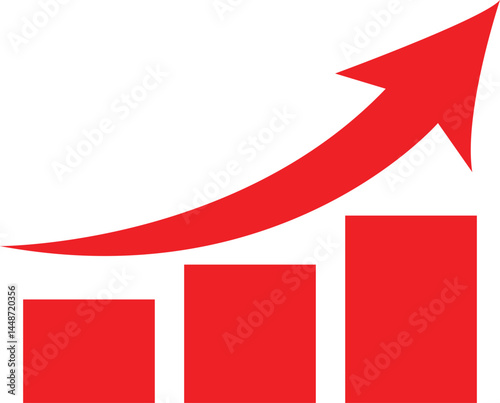business graph with red arrow