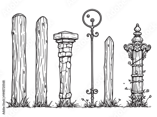 Fence Post line art icon used in apps