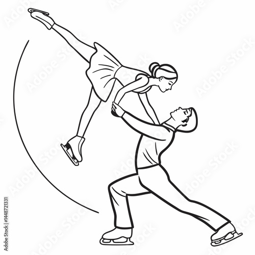 Icon of male and female figure skaters in a dynamic lift