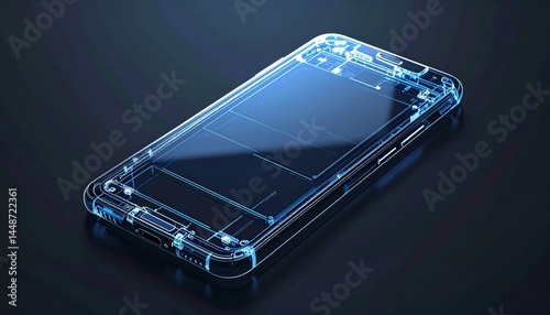 Exploded X-Ray View of Modern Smartphone Components on Dark Background