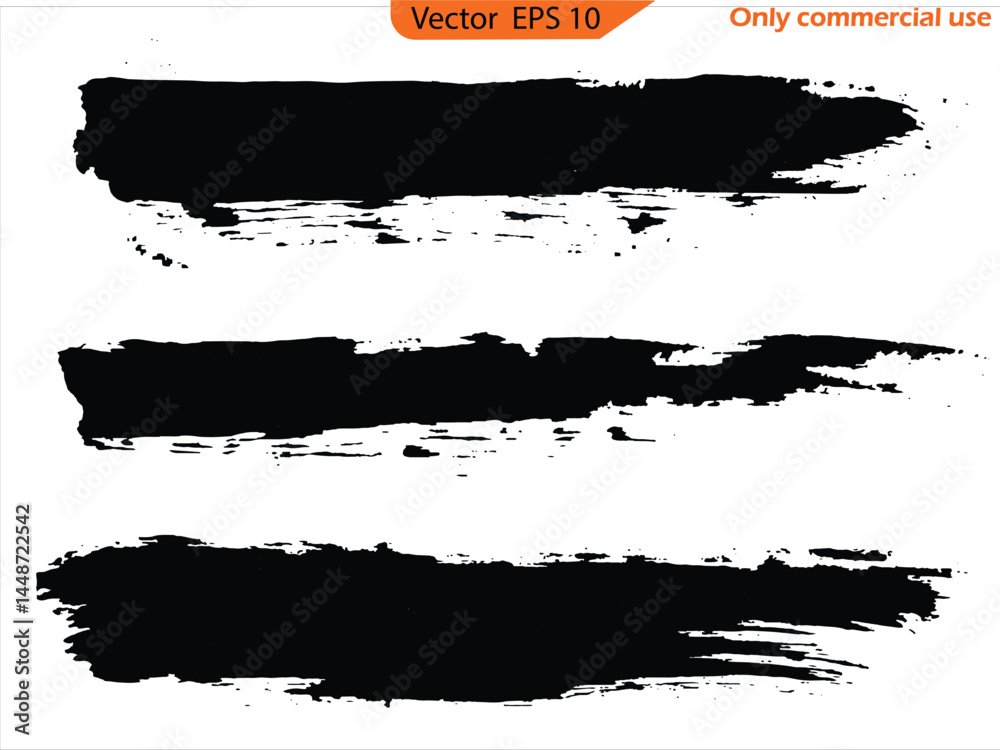 Grunge banner stroke with grunge effect. Black ink line, grunge brush strokes, ink paint set, EPS 10. Only commercial use	
