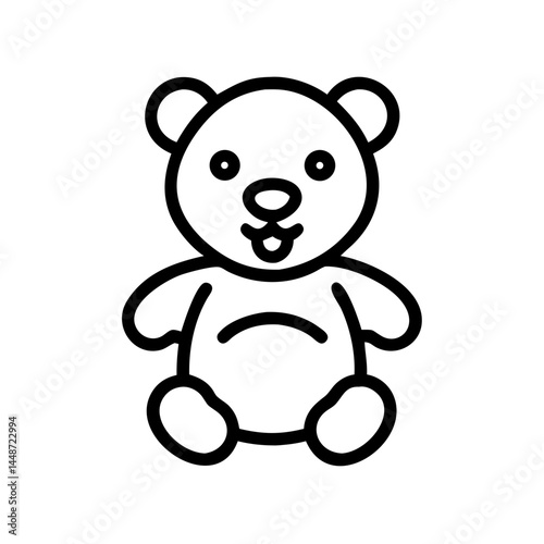 Cute bear cub illustration, playful expression on white background, copy space