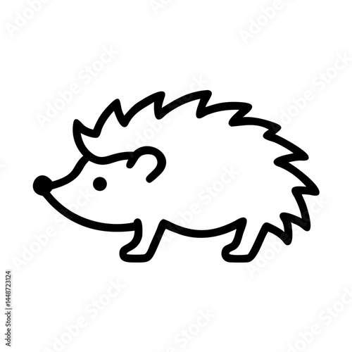 Cute baby hedgehog illustration, playful stance on white background, copy space