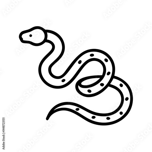 Cute little boa constrictor illustration, playful pose on white background, copy space