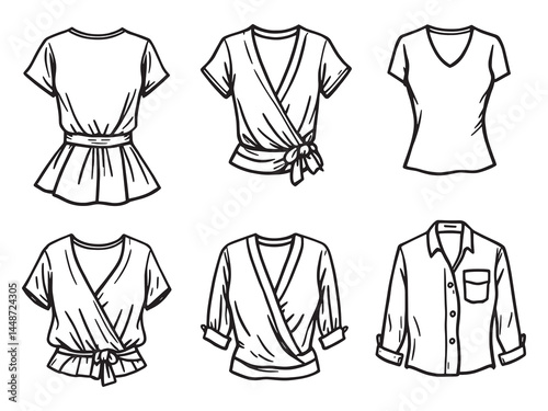 Fitted Blouse line art icon minimalistic sketch art image