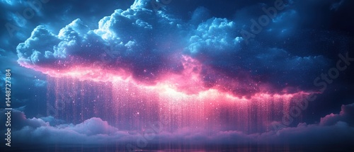 Majestic rainfall over vibrant clouds natural landscape dramatic atmosphere aerial view