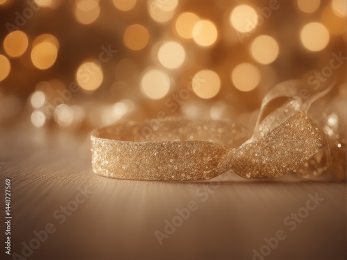 christmas decoration on a wooden background with bokeh lights
