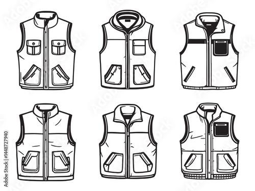 Fleece Vest line art icon minimalist design illustration