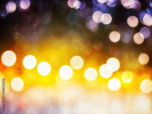 festive background with natural bokeh and bright golden lights. vintage magic colorful new disco lights