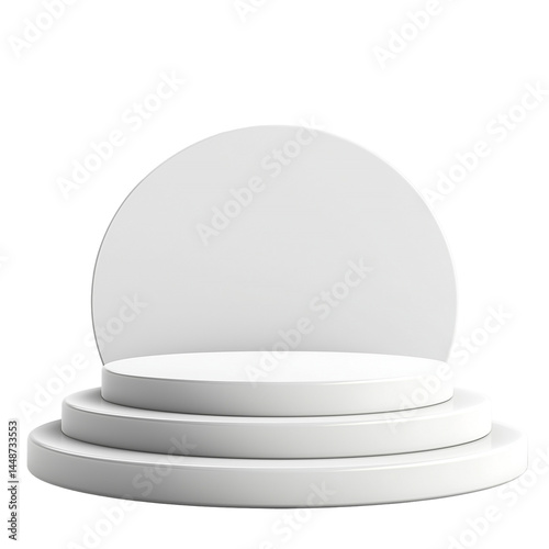 White round display pedestal isolated on white background