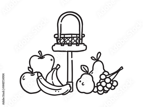 Fruit Picker line art icon minimal rural work concept