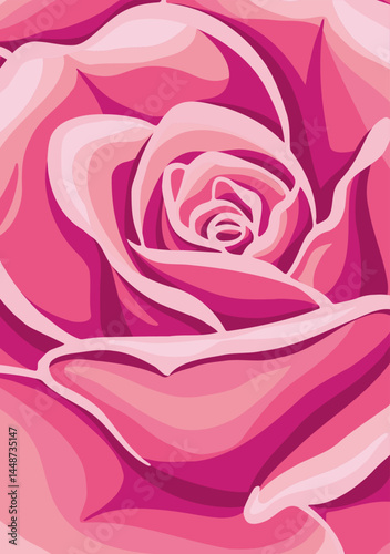 Red Rose Flower Vector Illustration. Pink rose for wedding design. 