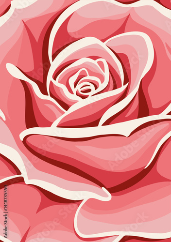 Red Rose Flower Vector Illustration. Pink rose for wedding design. 