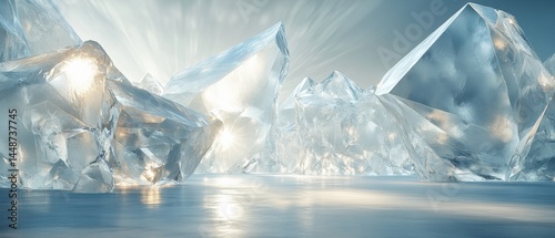 Melting icebergs reflecting light nature tranquil environment view