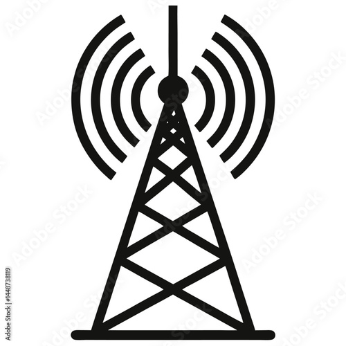 Communication Tower Wireless Technology and Signal Transmission Icon