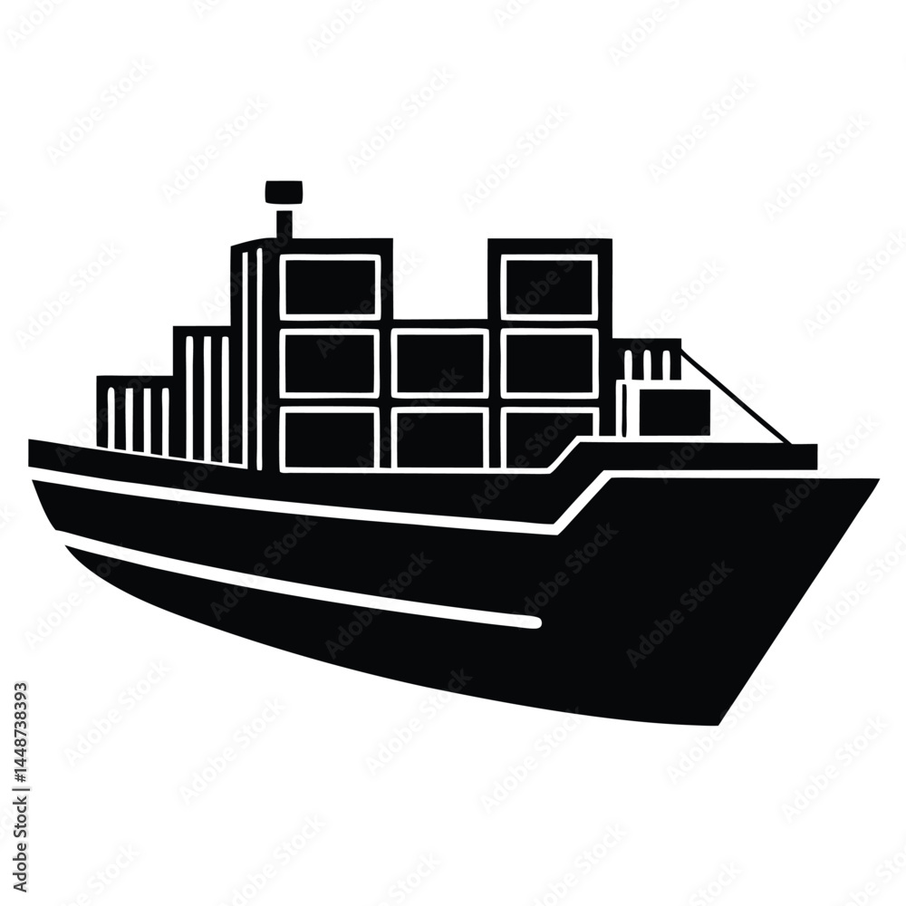 Obraz premium Cargo Ship Maritime Freight Transportation, Container Vessel Icon