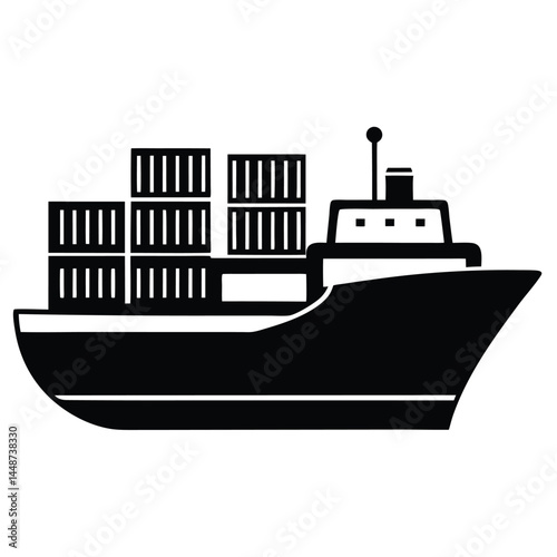 Cargo Ship Icon Maritime Freight Transportation Vector Illustration