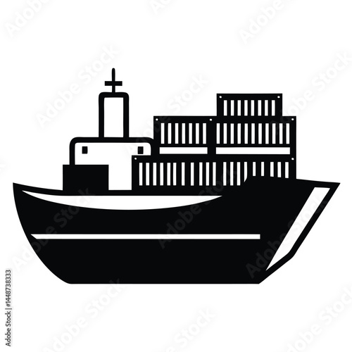 Cargo Ship Icon Maritime Freight Transport and Global Logistics