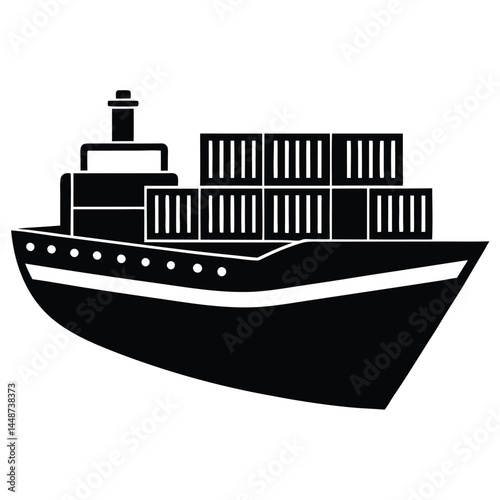 Cargo Ship Icon Container Vessel for Global Maritime Transport