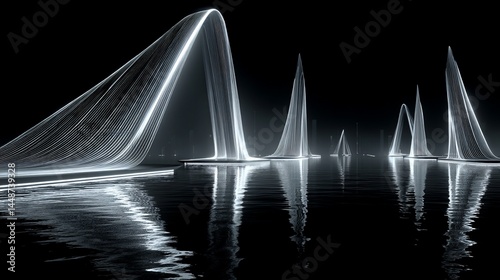 Abstract light structures over water