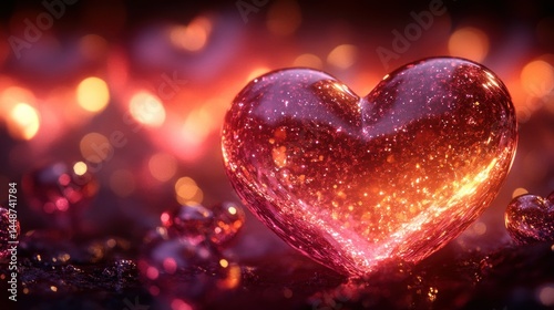 Glowing heart, romantic, glowing
