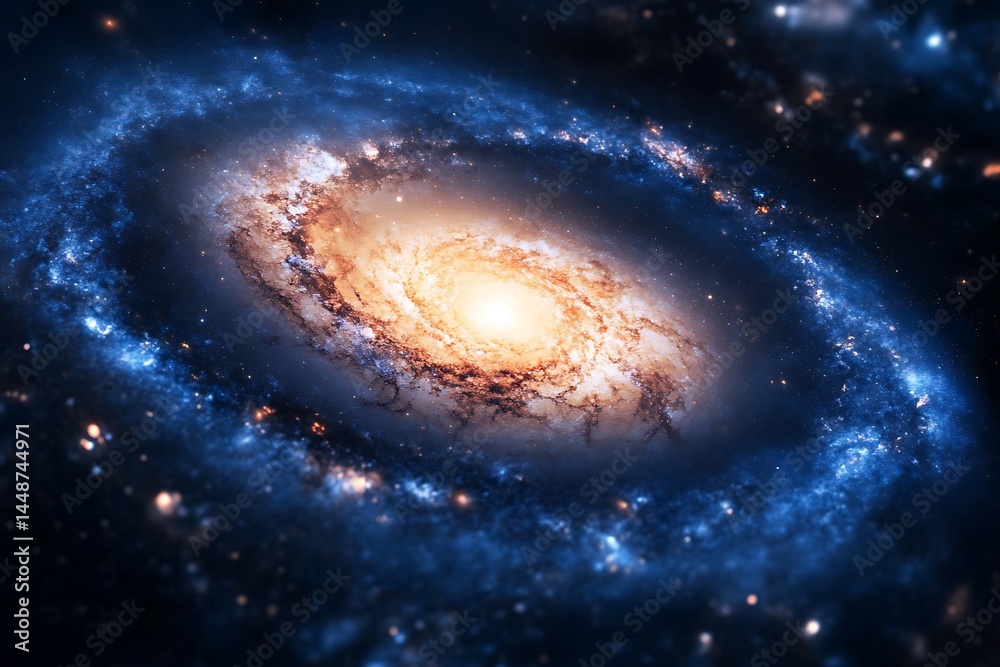 Fototapeta premium Majestic spiral galaxy swirling with cosmic dust and vibrant stars a breathtaking celestial spectacle in deep space