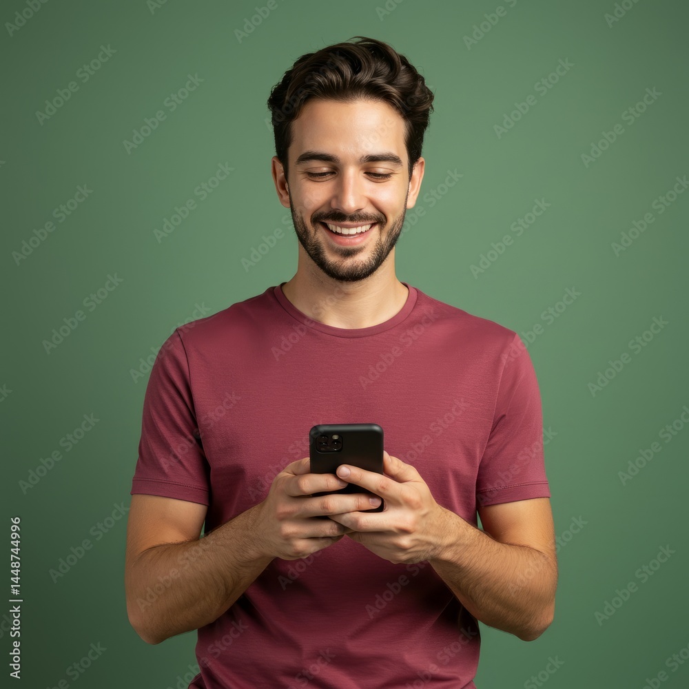 young man texting on his mobile