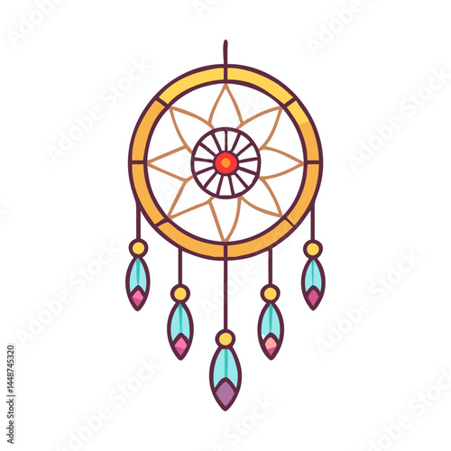 Dreamcatcher illustration dream catcher native american symbol traditional design boho style art