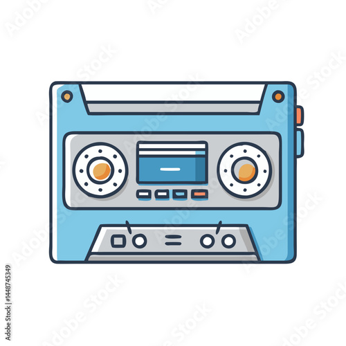 Retro cassette tape vector illustration for vintage music and audio technology design assets