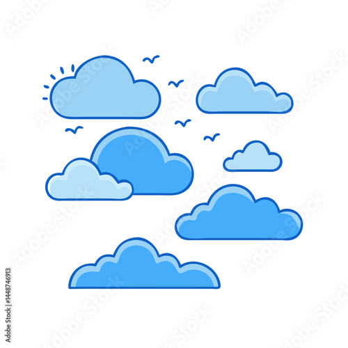 Blue sky clouds cloudscape weather forecast nature background sky cloud vector illustration design