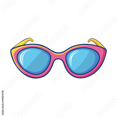 Find pink sunglasses with blue lenses vector illustration summer eyewear fashion accessory style design