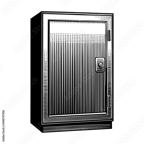 Safe Woodcut Engraving Style Black and White illustration