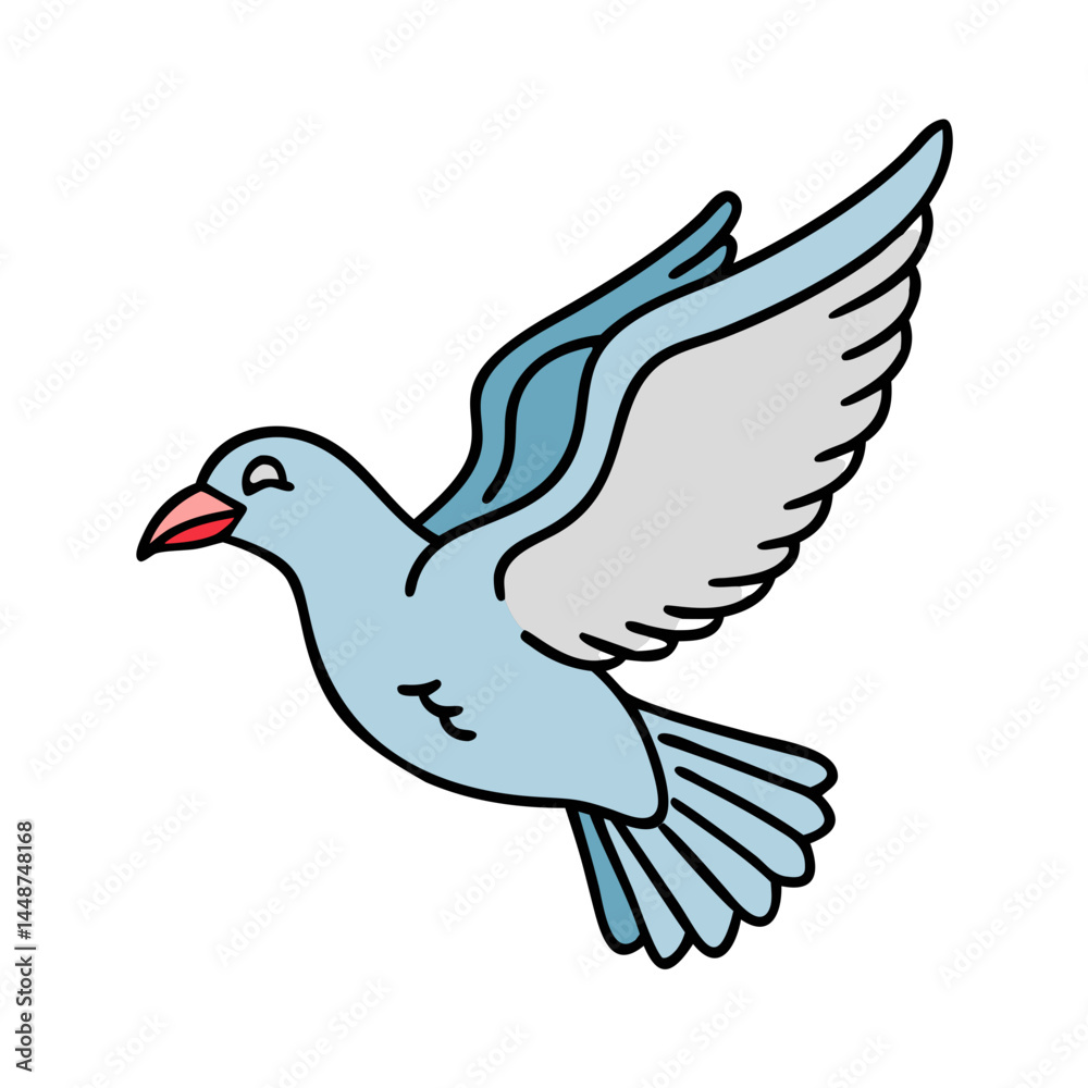 Fototapeta premium Illustration of flying dove bird peace symbol vector graphic drawing design element clip art image idea